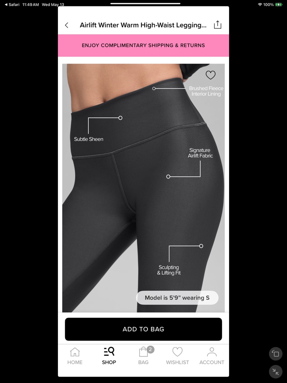 Alo yoga anthracite High-Waist winter warm legging S new